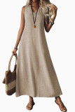 Sleeveless V-neck Back Zipper Dress