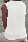 Solid Color Square Neck Sleeveless Knitted Vest