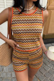 Ethnic Style Retro Knitted Vest Shorts 2-piece Set
