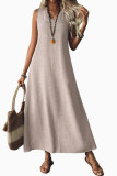 Sleeveless V-neck Back Zipper Dress