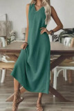 Sleeveless V-neck Back Zipper Dress