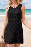 Wave Pattern Hollow Knitted Sleeveless Dress