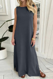 Solid Color Sleeveless Split Vest Dress