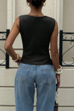 Stacked Collar Vest Metal Sleeveless Shirt