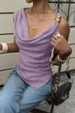 Stacked Collar Vest Metal Sleeveless Shirt