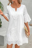 Hollow Lace V-neck Short Sleeved Dress