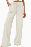 Solid Color Elastic Waist Wide Leg Pants
