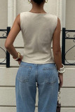 Stacked Collar Vest Metal Sleeveless Shirt