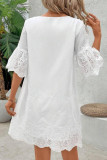 Hollow Lace V-neck Short Sleeved Dress