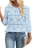  Lace Seven Quarter Sleeve Round Neck T-shirt