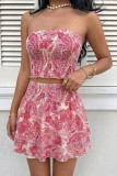 Strapless Vest High Waisted Short Skirt 2-piece Set
