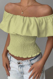 Ruffled One Shoulder Waist Cinching Shirt