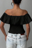 Ruffled One Shoulder Waist Cinching Shirt