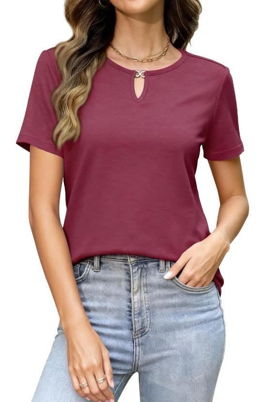 Solid Color Short Sleeved T-shirt