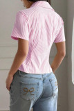 V-neck Striped Short Sleeved Shirt