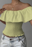 Ruffled One Shoulder Waist Cinching Shirt