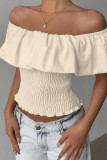 Ruffled One Shoulder Waist Cinching Shirt
