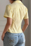 V-neck Striped Short Sleeved Shirt