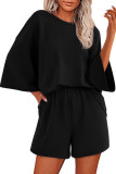Round Neck Short Sleeved T-shirt Shorts 2-piece Set
