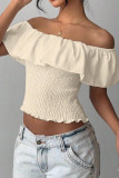 Ruffled One Shoulder Waist Cinching Shirt