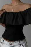 Ruffled One Shoulder Waist Cinching Shirt
