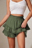 High Elastic Waist Pleated Layered Cake Shorts