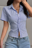 V-neck Striped Short Sleeved Shirt