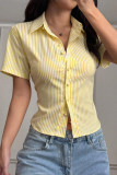 V-neck Striped Short Sleeved Shirt