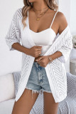 Solid Color Hollow Short Sleeved Knitted Cardigan