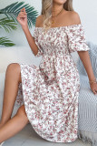 Square Collar Waist Cinching Floral Dress