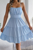 Sleeveless Waist Cinching Solid Color Dress