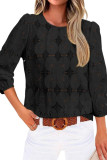  Lace Seven Quarter Sleeve Round Neck T-shirt