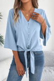V-neck Seven Quarter Sleeve Chiffon Shirt