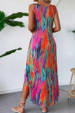 Zebra Print V-neck Sleeveless Large Size Dress