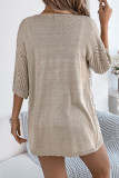 Solid Color Hollow Short Sleeved Knitted Cardigan