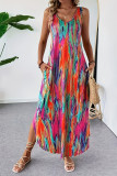 Zebra Print V-neck Sleeveless Large Size Dress