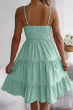 Sleeveless Waist Cinching Solid Color Dress