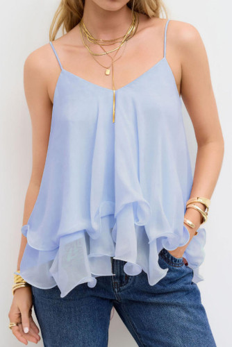 Off Shoulder Ruffle Edge Camisole Sleeveless Vest