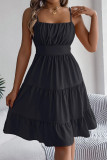 Sleeveless Waist Cinching Solid Color Dress