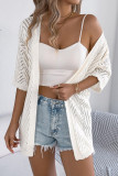 Solid Color Hollow Short Sleeved Knitted Cardigan
