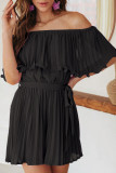 One Shoulder Pleated Short Sleeved Jumpsuit