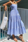 Striped Printed Camisole Waist Cinching Dress