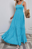 Sleeveless Waist Cinched Striped Printed Dress