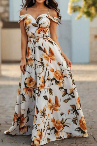 V-neck Off Shoulder Waist Dress