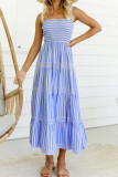Striped Printed Camisole Waist Cinching Dress