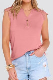 Solid Color Lace Patchwork V-neck T-shirt