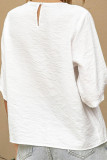 Round Neck Mid Sleeve Hollowed Out Shirt