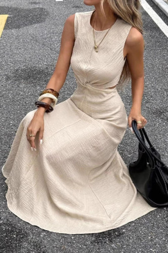 Sleeveless Twisted Round Neck Slim Fit Dress