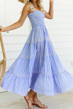 Striped Printed Camisole Waist Cinching Dress