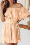 One Shoulder Pleated Short Sleeved Jumpsuit